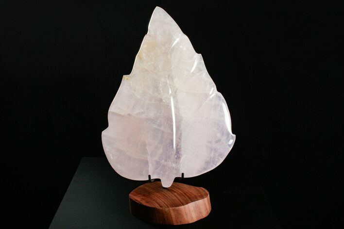 Polished Rose Quartz Leaf with Stand - Madagascar #355265